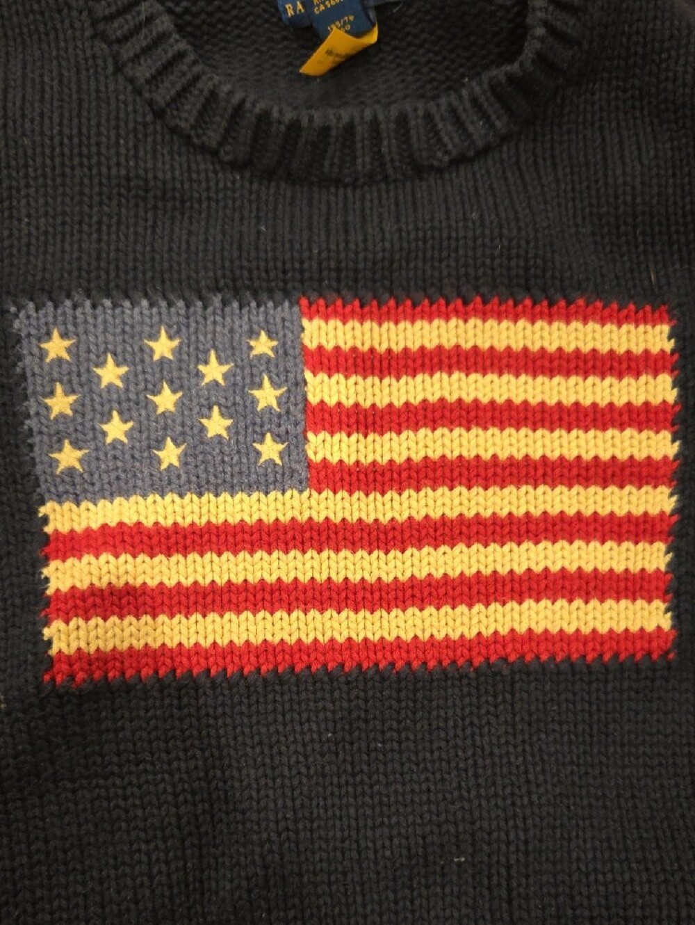 Polo Ralph Lauren Navy American Flag Knit Sweater, kids size 16 - Picture 2 of 5